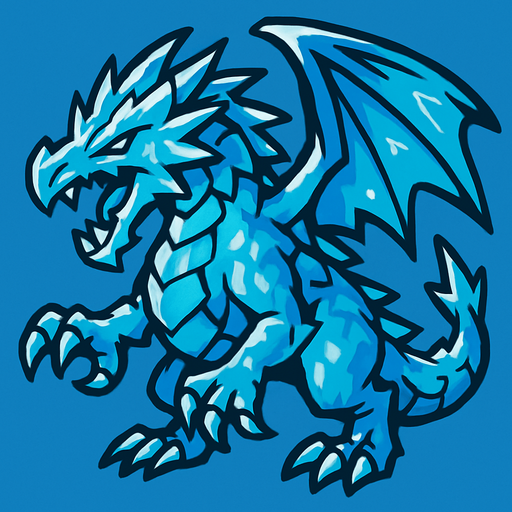 Dragon des glaces.
In-Game asset.  2d.  High contrast.  No shadows