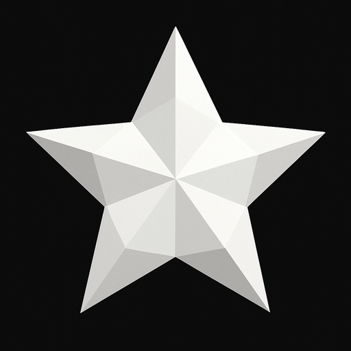low polly white star.
In-Game asset.  2d.  High contrast.  No shadows