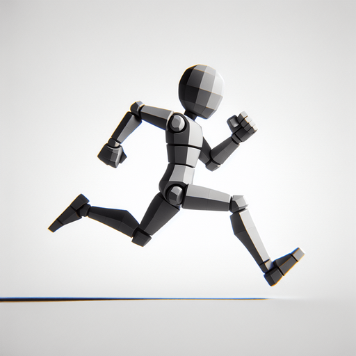 little man running with animated legs Single Game Texture. In-Game asset. 2d. Blank background. High contrast. No shadows.