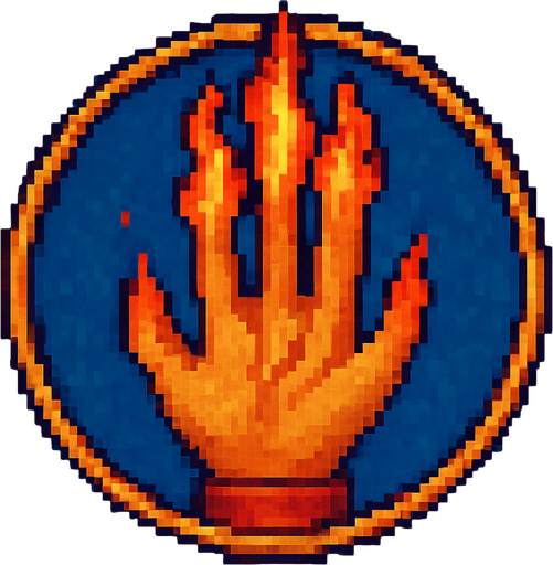 A hand with its fingers symbolizing fire