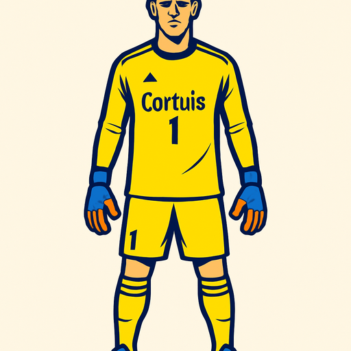 courtuis.
In-Game asset.  High contrast.  No shadows. goalkeeper . full body . facing forward