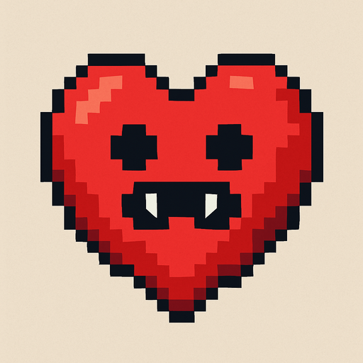 Make a 2d pixel monster heart no leg no arm.
In-Game asset.  2d.  High contrast.  No shadows