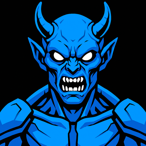 A blue demon alien.
In-Game asset.  High contrast.  No shadows