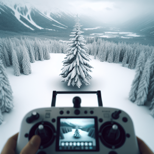Photorealistic pinetree covered by snow, drone view