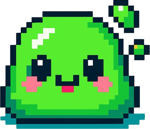 Slime pixart cute.
In-Game asset.  2d.  High contrast.  No shadows
