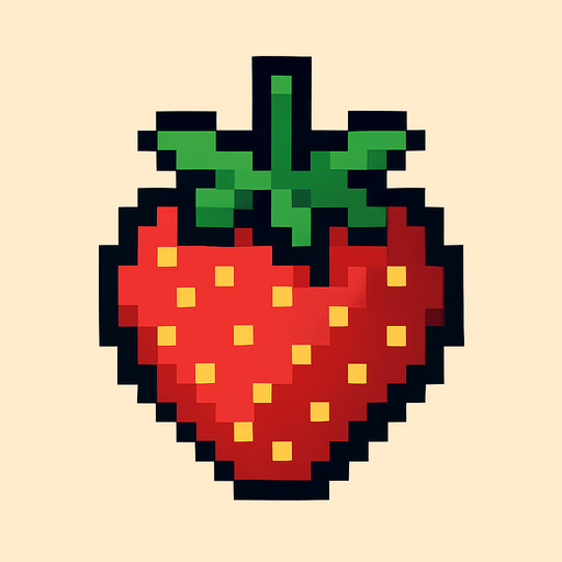 8 bit Straw berry.
In-Game asset.  2d.  High contrast.  No shadows