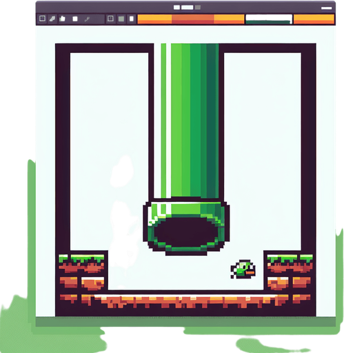 flappy bird pixel green pipe from bottom.
Single Game Texture. In-Game asset. 2d. Blank background. High contrast. No shadows.