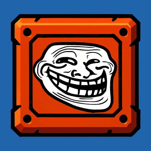 Make it with same shape but a meme drawing on block.
In-Game asset.  2d.  High contrast.  No shadows