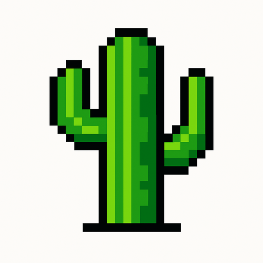 Make a 8-bit cactous.
In-Game asset.  2d.  High contrast.  No shadows