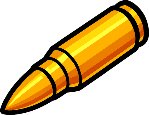 Bullet of rifle. yellow. HD colors.
In-Game asset.  2d.  High contrast.  No shadows