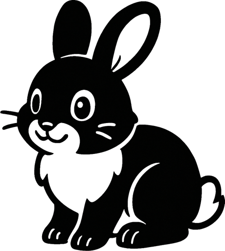 tatli bir siyah beyaz tavşan.
In-Game asset.  2d.  High contrast.  No shadows