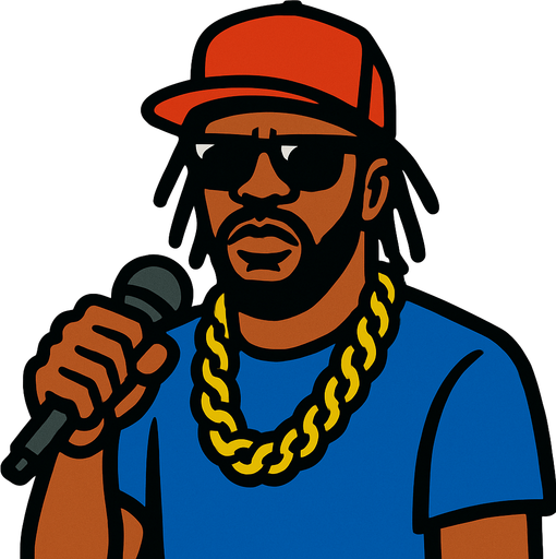 dünyaca ünlü zenci rapçi.
In-Game asset.  2d.  High contrast.  No shadows