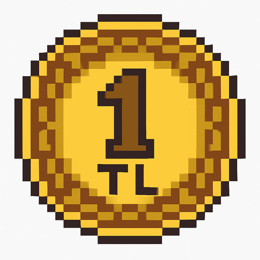 Turkish Lira 1 TL pixel drawing.
In-Game asset.  High contrast.  No shadows