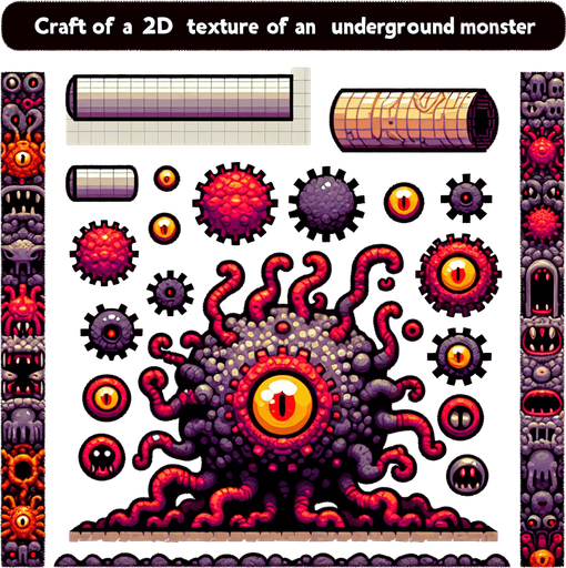 Underground monster.
Single Game Texture.  In-Game asset.  2d.  Blank background.  No shadows