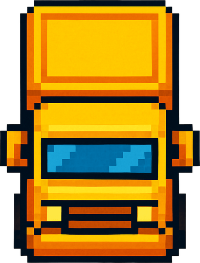 Pixel art kamyon kuş bakışı.
In-Game asset.  2d.  High contrast.  No shadows