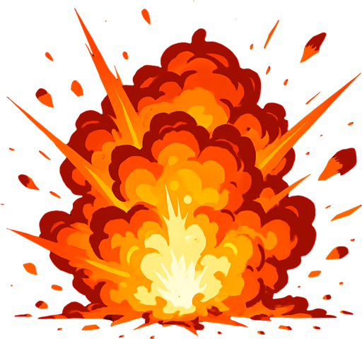 explosion realista.
In-Game asset.  2d.  High contrast.  No shadows