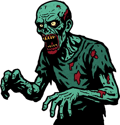 a horror zombie.
In-Game asset.  2d.  High contrast.  No shadows