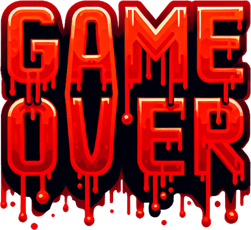 Game Over. Red game letters, dripping.
Single Game Texture. In-Game asset. 2d. Blank background. High contrast. No shadows.