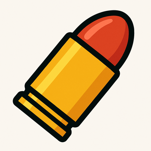 Bala de pistola.
In-Game asset.  2d.  High contrast.  No shadows