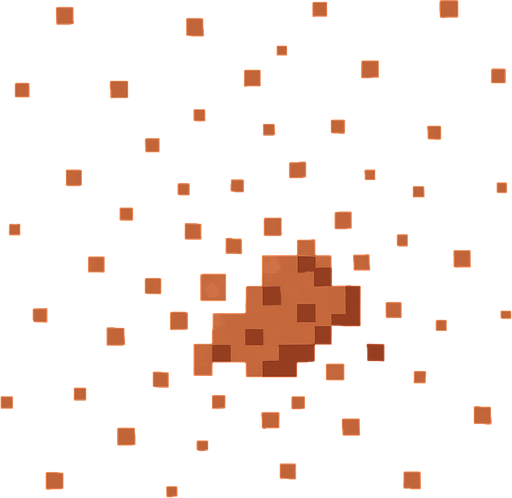 Particles are scattered around scattered particles pixel art less pixel.
In-Game asset.  2d.  High contrast.  No shadows