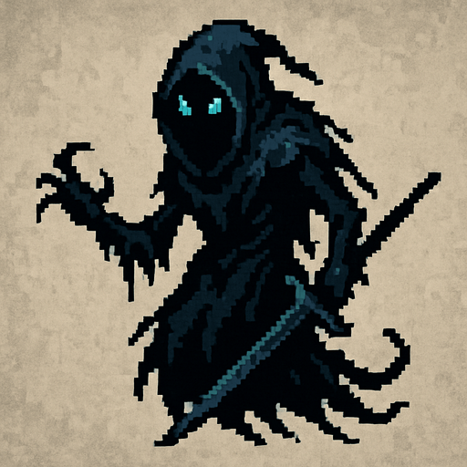 Void Stalker Dark souls style 2d pixel art.
In-Game asset.  2d.  High contrast.  No shadows