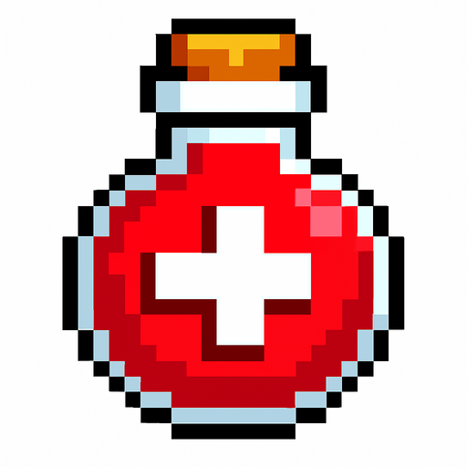 Healt restore pixel.
In-Game asset.  2d.  High contrast.  No shadows
