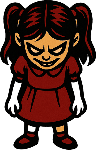 evil little girl looking down.
In-Game asset.  2d.  High contrast.  No shadows
