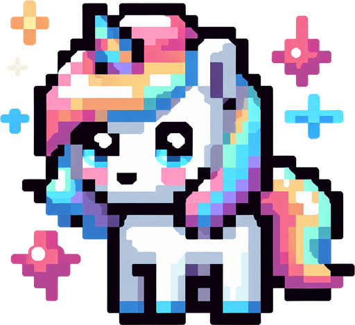 Fantasy kawaii beautiful unicorn.
Single Game Texture. In-Game asset. 2d. Blank background. High contrast. No shadows.