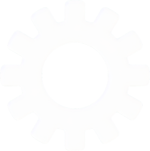 plain white basic gear icon. black background