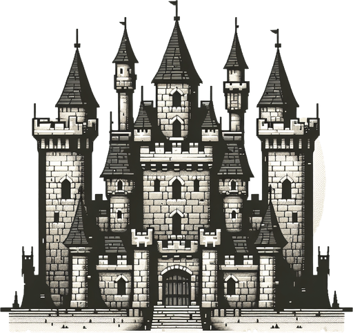 eski bir orta çağ kalesi.
Single Game Texture.  In-Game asset.  2d.  Blank background.  High contrast.  No shadows