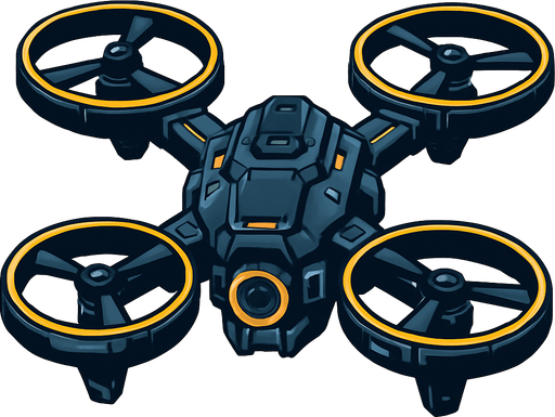 scifi quad copter drone.
In-Game asset.  2d.  High contrast.  No shadows