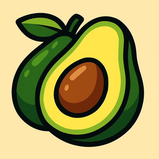 avocado.
In-Game asset.  2d.  High contrast.  No shadows