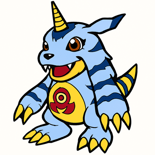 Gabumon.
In-Game asset.  2d.  High contrast.  No shadows