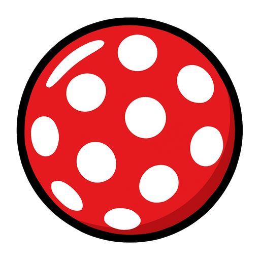 Red boll with dots.
In-Game asset.  2d.  High contrast.  No shadows