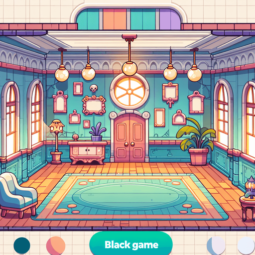 Background for hyper casual puzzle game. Showing halloween mansion interior. Pastel colors, flat shaded, vector art. Single Game Texture. In-Game asset. 2d. Blank background. High contrast. No shadows.