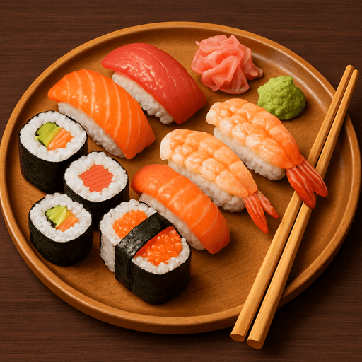 Tabakta Sushi - Gerçekçi - Yazısız.
In-Game asset.  2d.  High contrast.  No shadows