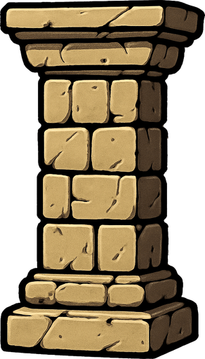 una columna de piedra.
In-Game asset.  2d.  High contrast.  No shadows