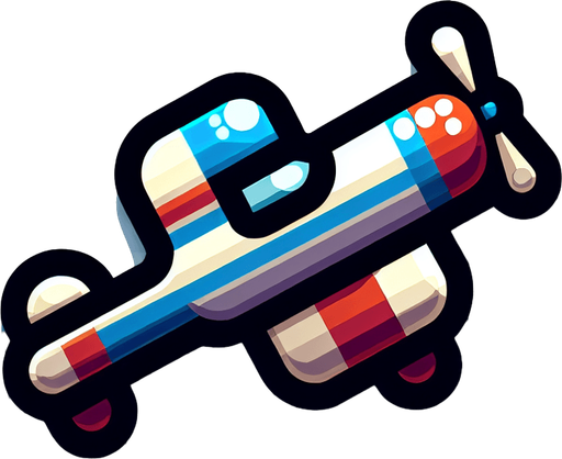 A small airplane.
Single Game Texture. In-Game asset. 2d. Blank background. High contrast. No shadows.
