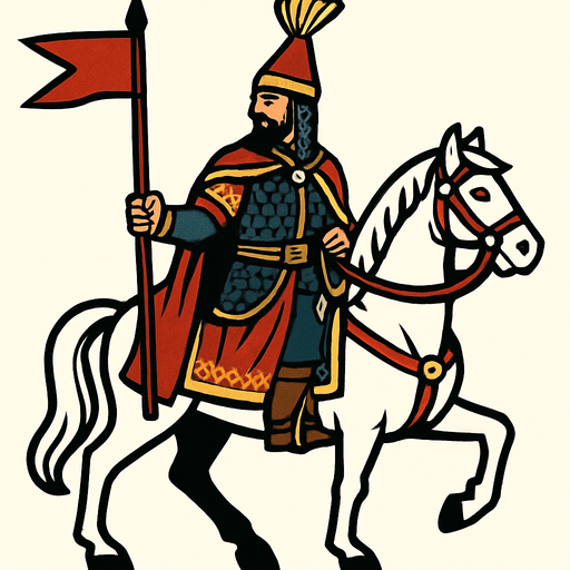 Let there be an Ottoman cavalryman on a white horse and let it be clear that he is a special cavalryman..
In-Game asset.  2d.  High contrast.  No shadows