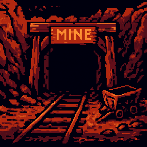 mina abandonada.
In-Game asset.  2d.  High contrast.  No shadows. pixelart