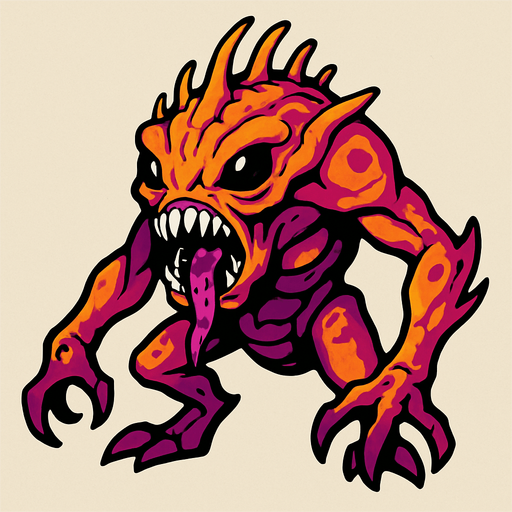 alien creature drawing.
In-Game asset.  2d.  High contrast.  No shadows