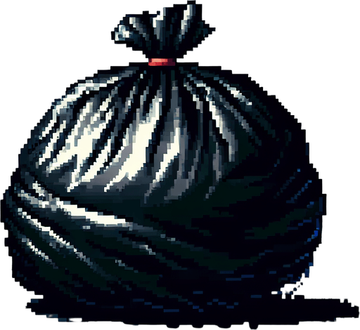 a black garbage bag.
video game style