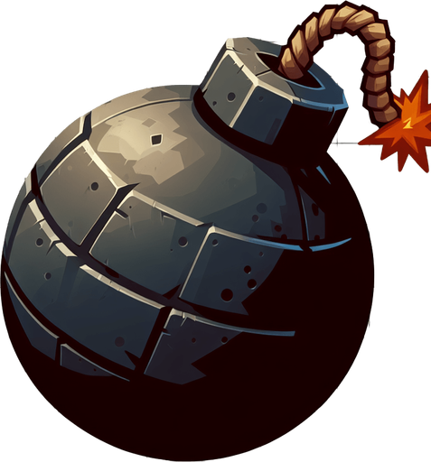 bomb.
Single Game Texture. In-Game asset. 2d. Blank background. High contrast. No shadows.