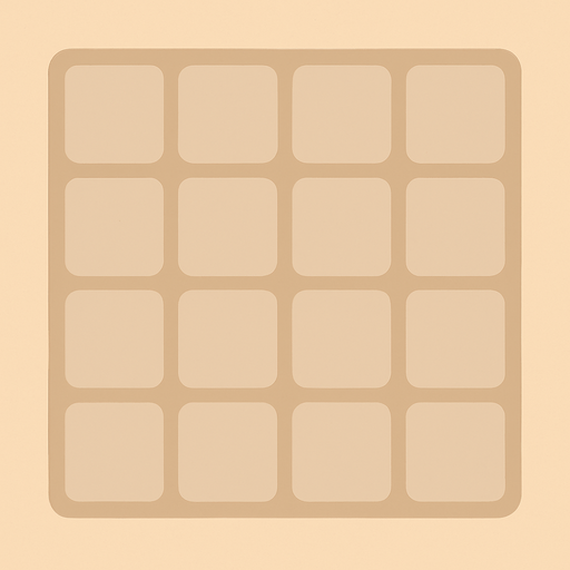 Design a background similar to the original 2048 game.

Use a warm, soft beige or light brown tone as the main background.

Include a grid layout with rounded square slots where tiles appear.

Each slot should have a slightly darker shade than the background to show the empty grid clearly.

Keep the overall design minimal, clean, and visually balanced..
In-Game asset.  2d.  High contrast.  No shadows