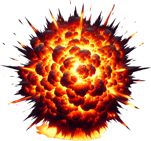 explosion.
Single Game Texture. In-Game asset. 2d. Blank background. High contrast. No shadows.
