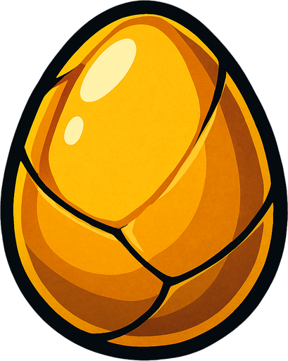 A Golden egg.
In-Game asset.  2d.  High contrast.  No shadows