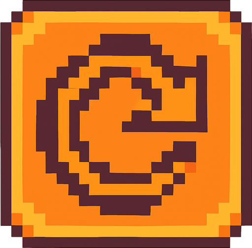 pixelart roling arrow button orange color.
In-Game asset.  2d.  High contrast.  No shadows