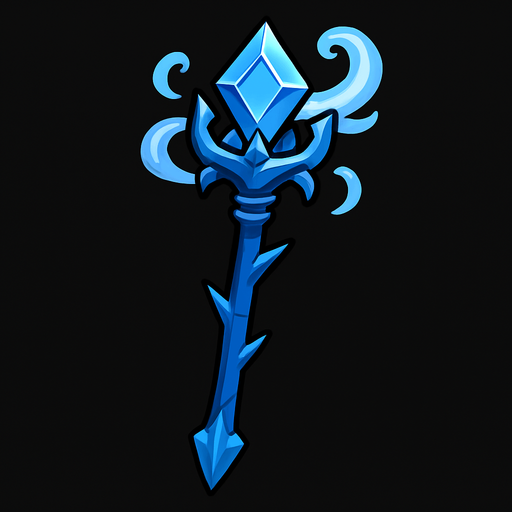 Ice staff.
In-Game asset.  2d.  High contrast.  No shadows