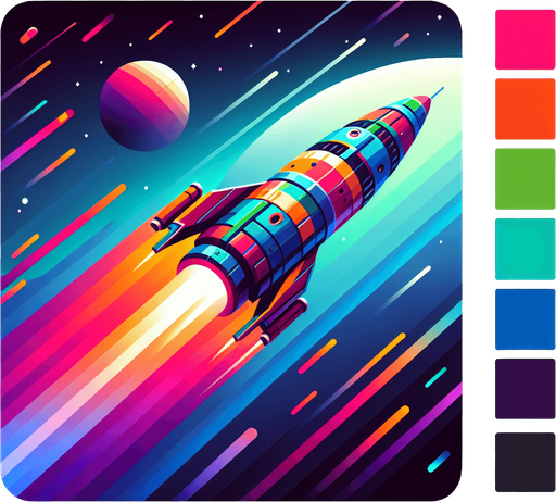 Single space torpedo flying upwards in colour.
Single Game Texture. In-Game asset. 2d. Blank background. High contrast. No shadows.