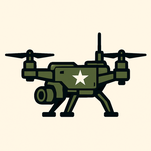 Military quadcopter side view
In-Game asset.  2d.  High contrast.  No shadows